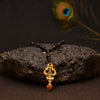 RICH AND FAMOUS Shiva Trishul Damaru Rudraksha Pendant With Black Beads Mala For Men,Gold Plated, Black,TrishulPn01221001